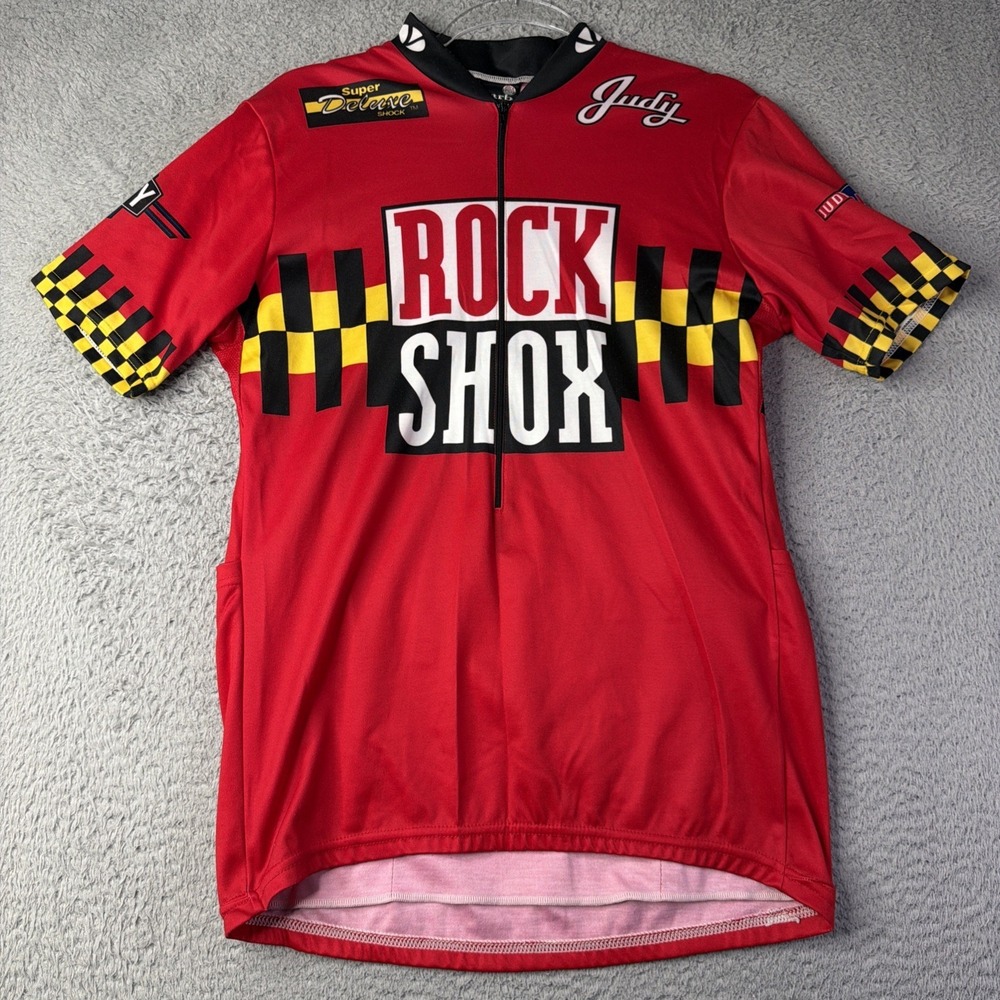 Voler RockShox Cycling Jersey Mens XL Red MTB Bike Short Sleeve USA Made Garb